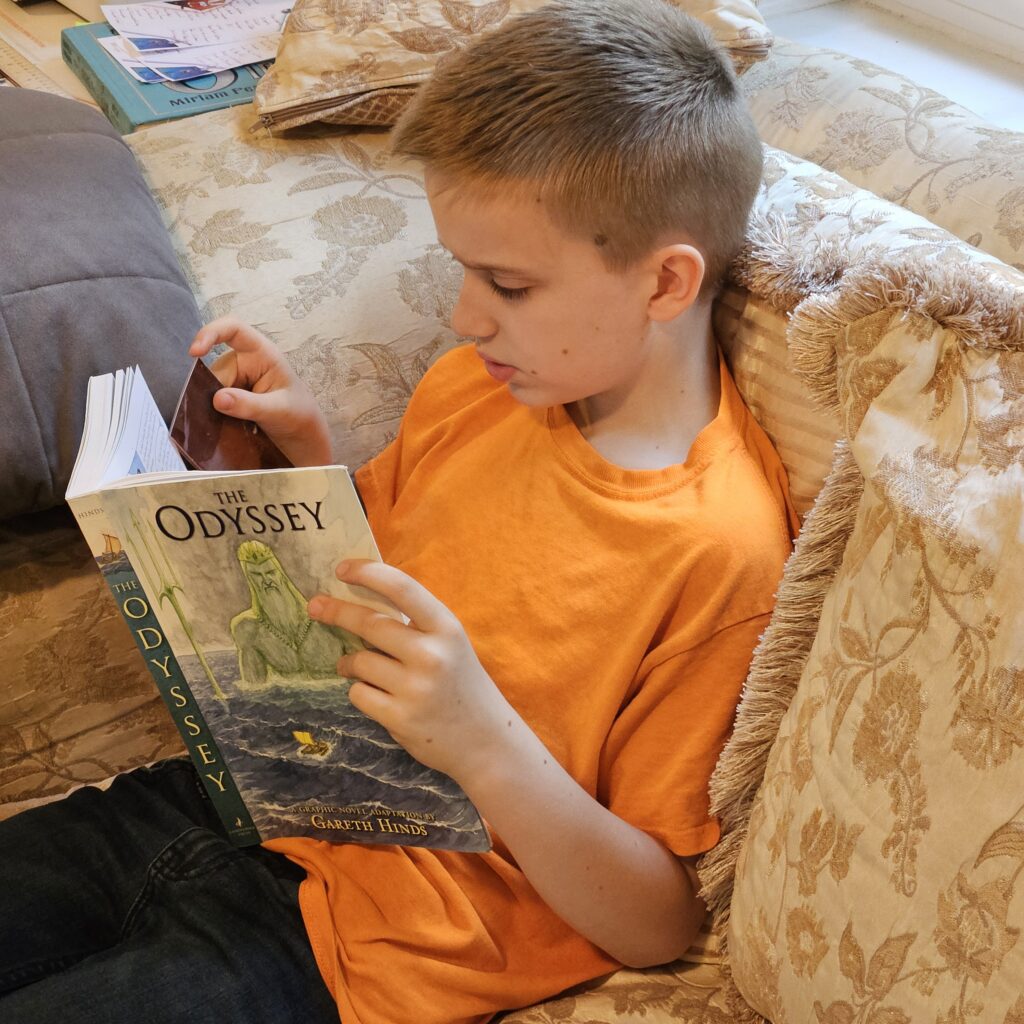 Child reading Homer's The Odyssey 